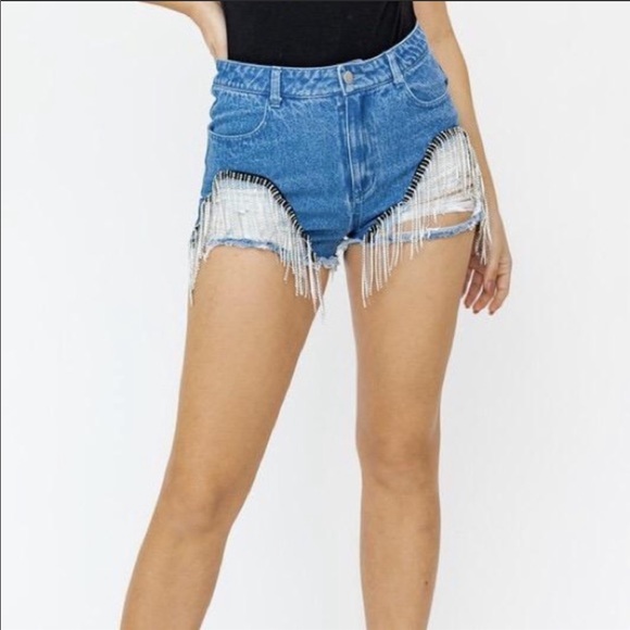 Rhinestone denim shorts - Picture 2 of 3